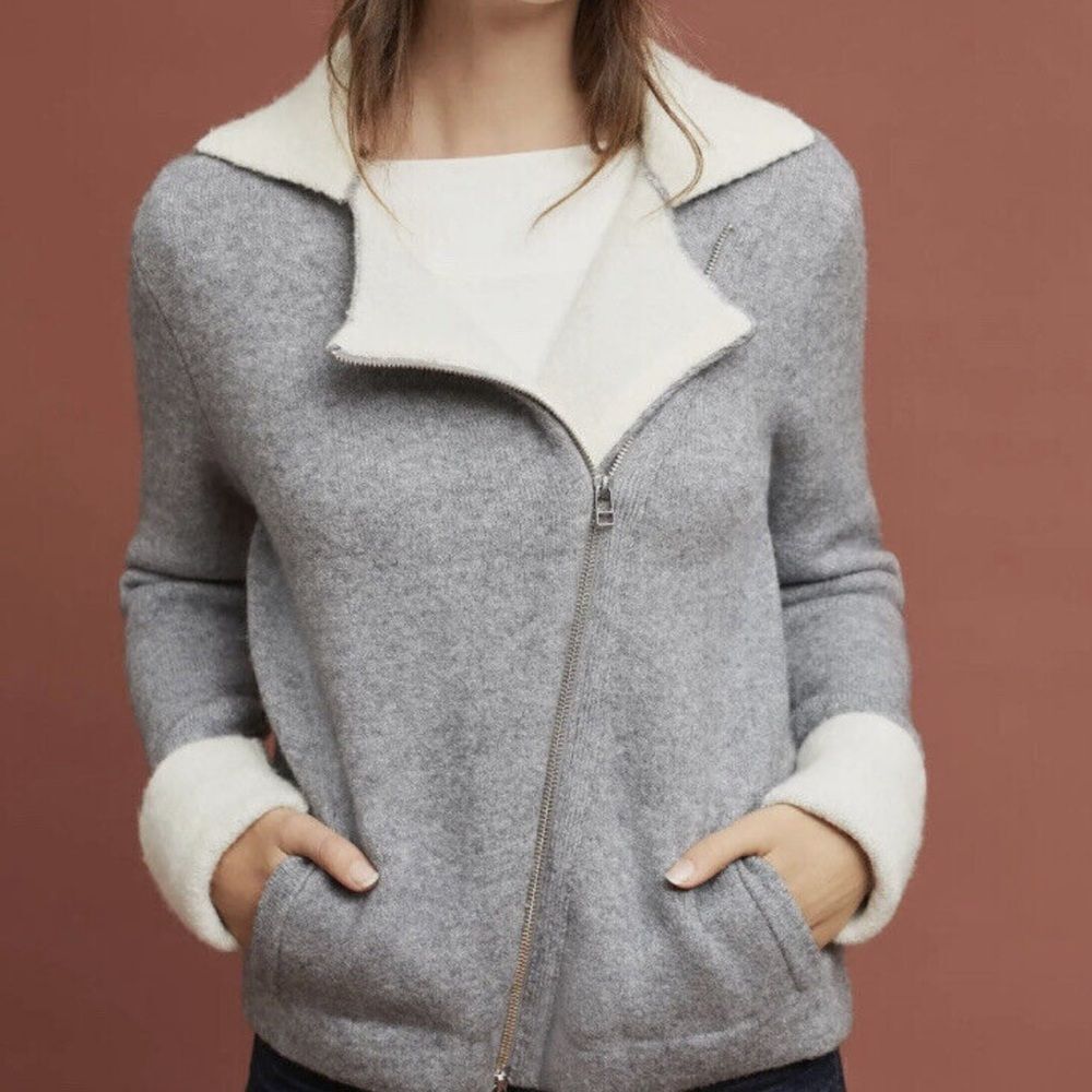 Anthropologie Cherohala Gray Moto Asymmetrical Jacket Women’s Size XS - Picture 2 of 11